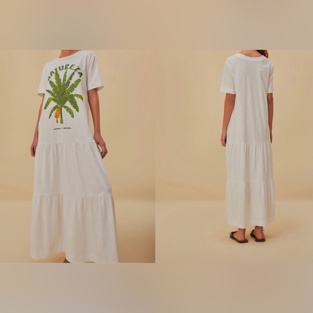FARM Rio White Maxi Dress with Green Print - Picture 6 of 8